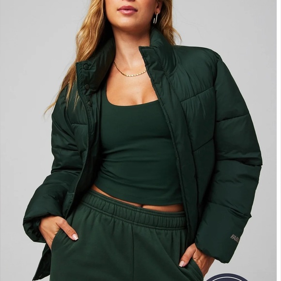 Fabletics‎ Essential Puffer Coat Everpine Green Women's Size Medium - Picture 1 of 15
